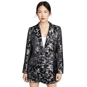 Lioness Black Silk Blazer w Gold Metallic Floral Detail | Bohemian Rhapsody